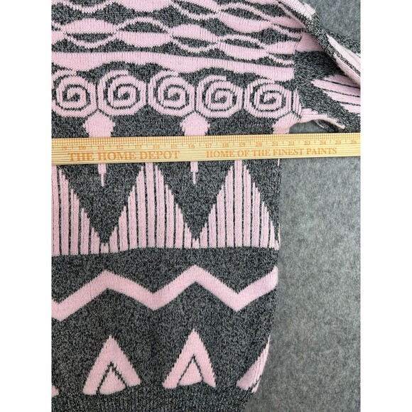 VTG 80s Adele Knit Sweater Retro Geometric Artsy Abstract Pink Gray Made In USA - Picture 5 of 8
